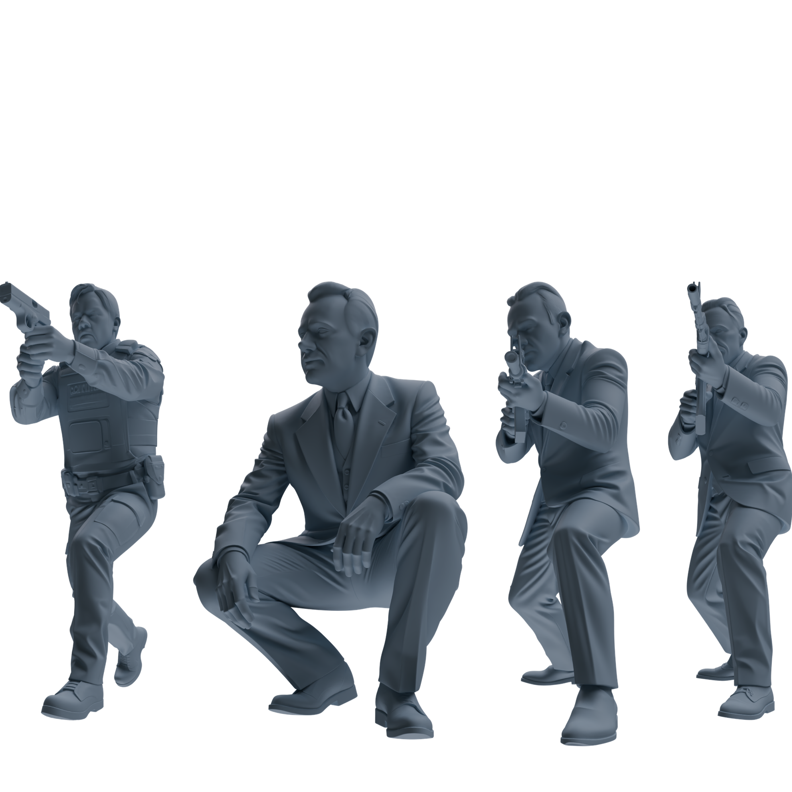 MRY-SFW SSTR122 Miniatures Soldier Model Kit Boston Attack Modern Boston Police Four-Person Gunfight Group 2