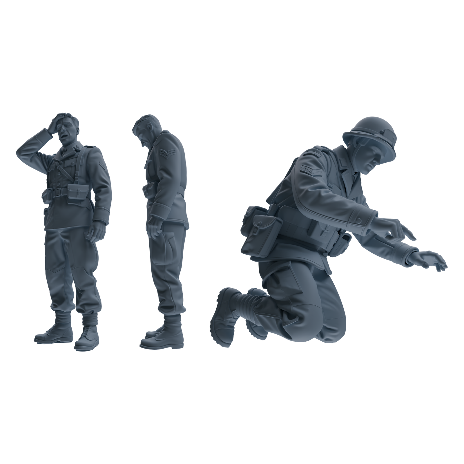 MRY-SFW SSTR194 Miniatures Soldier Model Kit Combat Command Soldier Pose Modern Model 3 pcs