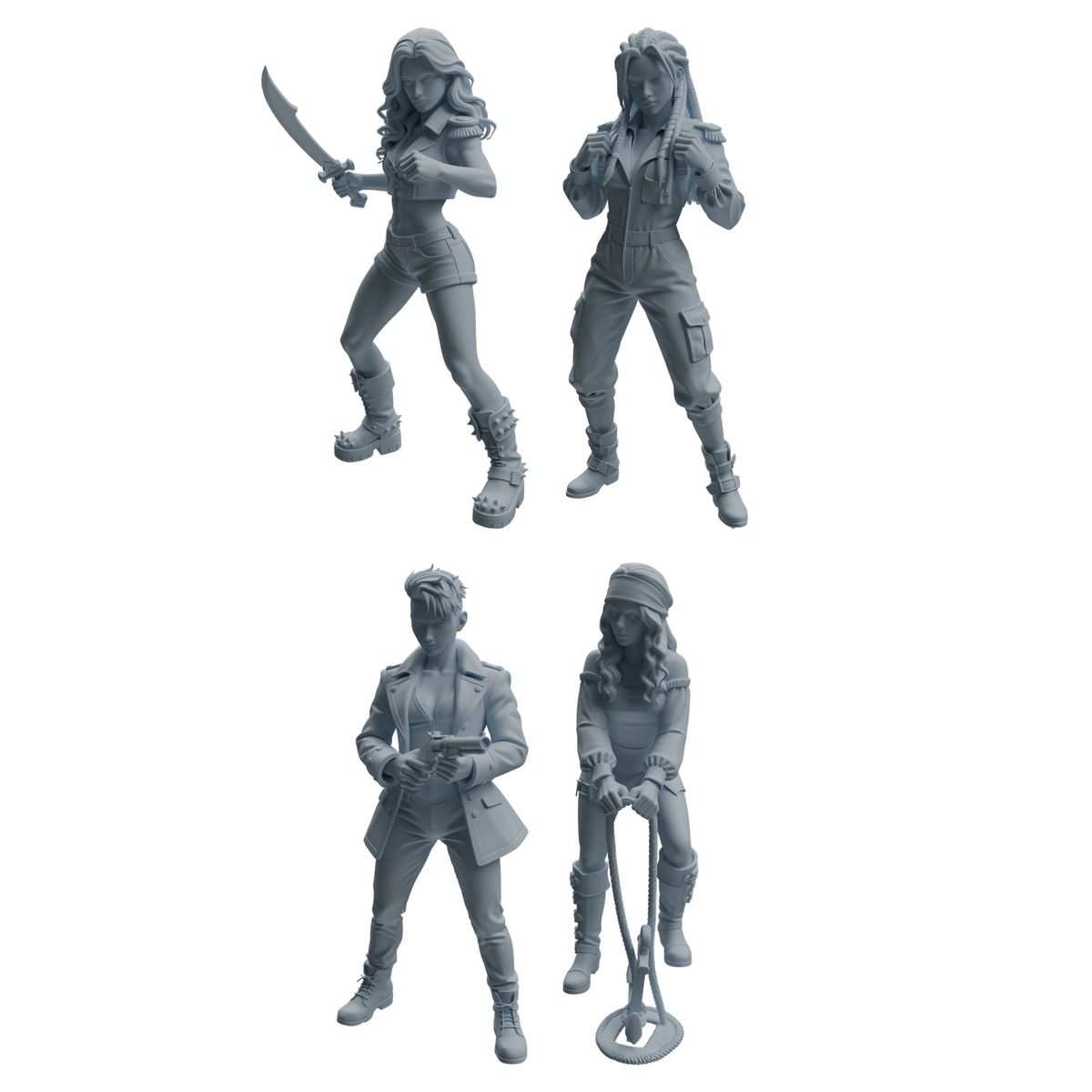 MRY-SFW LYTR1094 Modern Female Pirate Character Modern Model 4 pcs 3D Printed Resin Model Kit by SSMODEL