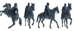 MRY-SFW SSTR089 Miniatures Soldier Model Kit Medieval Knight Four-Person Horseback Riding Group