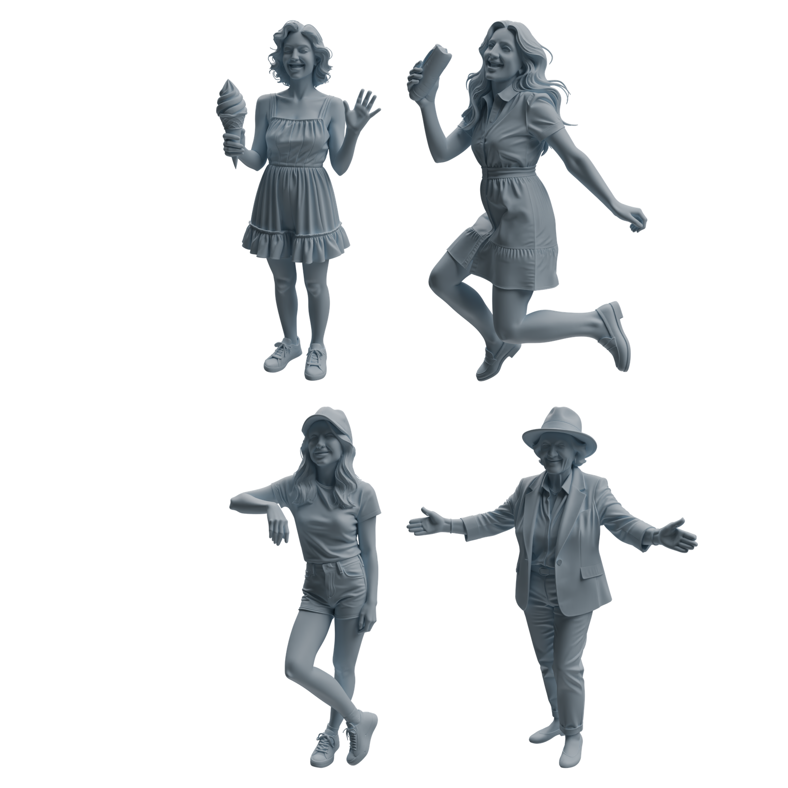 MRY-SFW LYTR1039 Summer Casual Female Character Modern Model 4 pcs 3D Printed Resin Model Kit by SSMODEL