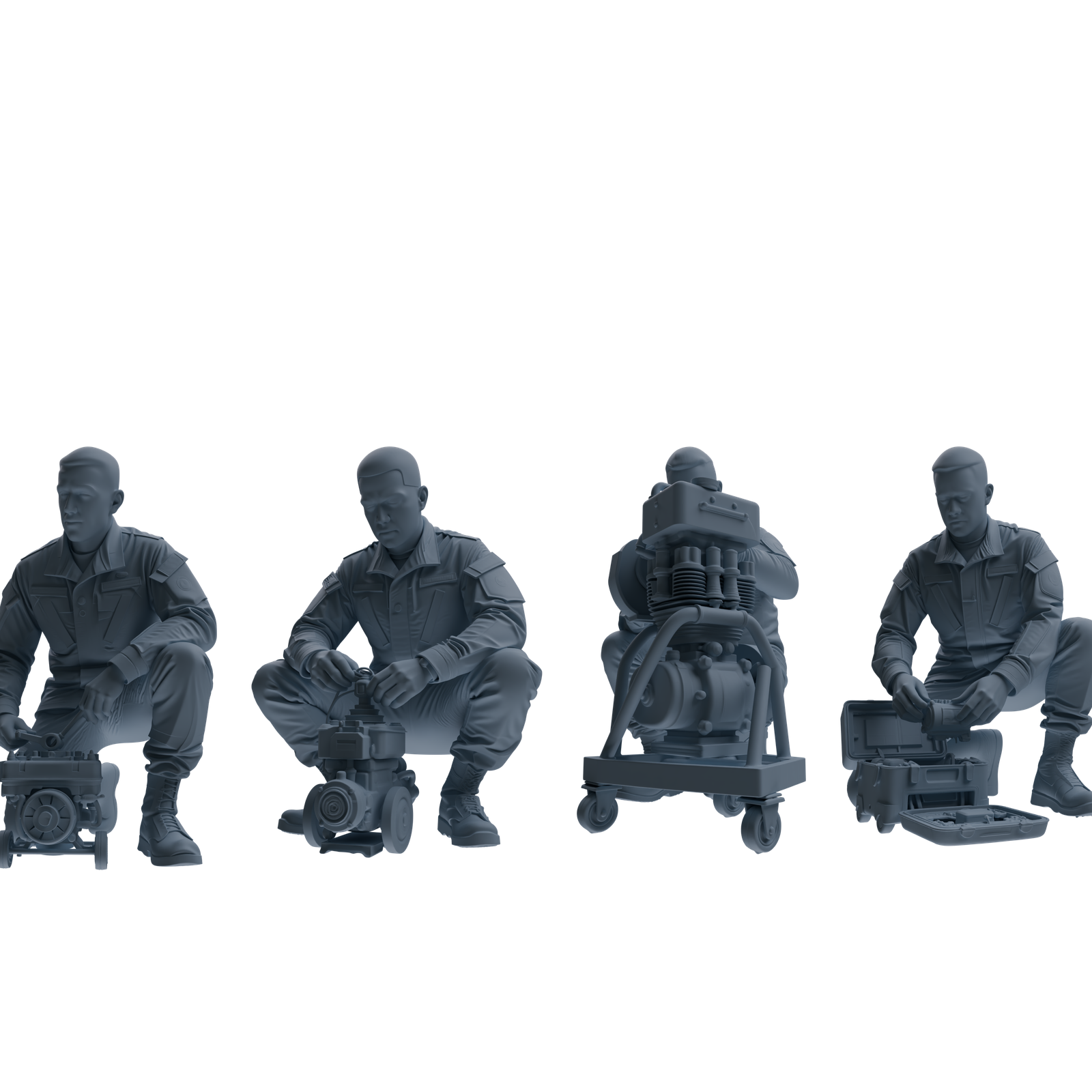 MRY-SFW SSTR245 Modern U.S. Army Logistics Soldier Maintenance Four-Person Group