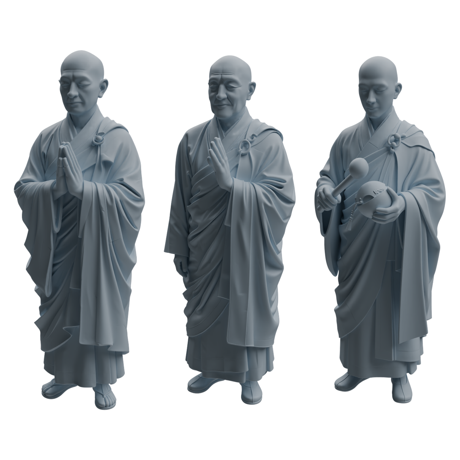 MRY-SFW LYTR1082 Monk with Ritual Tools Character Modern Model 3 pcs 3D Printed Resin Model Kit by SSMODEL
