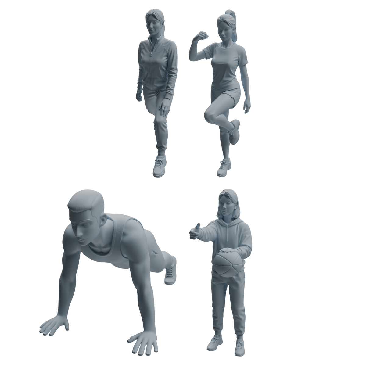 MRY-SFW LYTR968 Sports-Scene PE Teacher Character Modern Model 4 pcs 3D Printed Resin Model Kit by SSMODEL