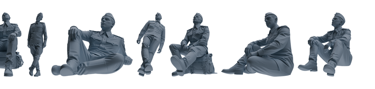 MRY-SFW LYGR734 WWII Soviet Army War Scene Seven-Person Rest Group 3D Printed Resin Model Kit by SSMODEL