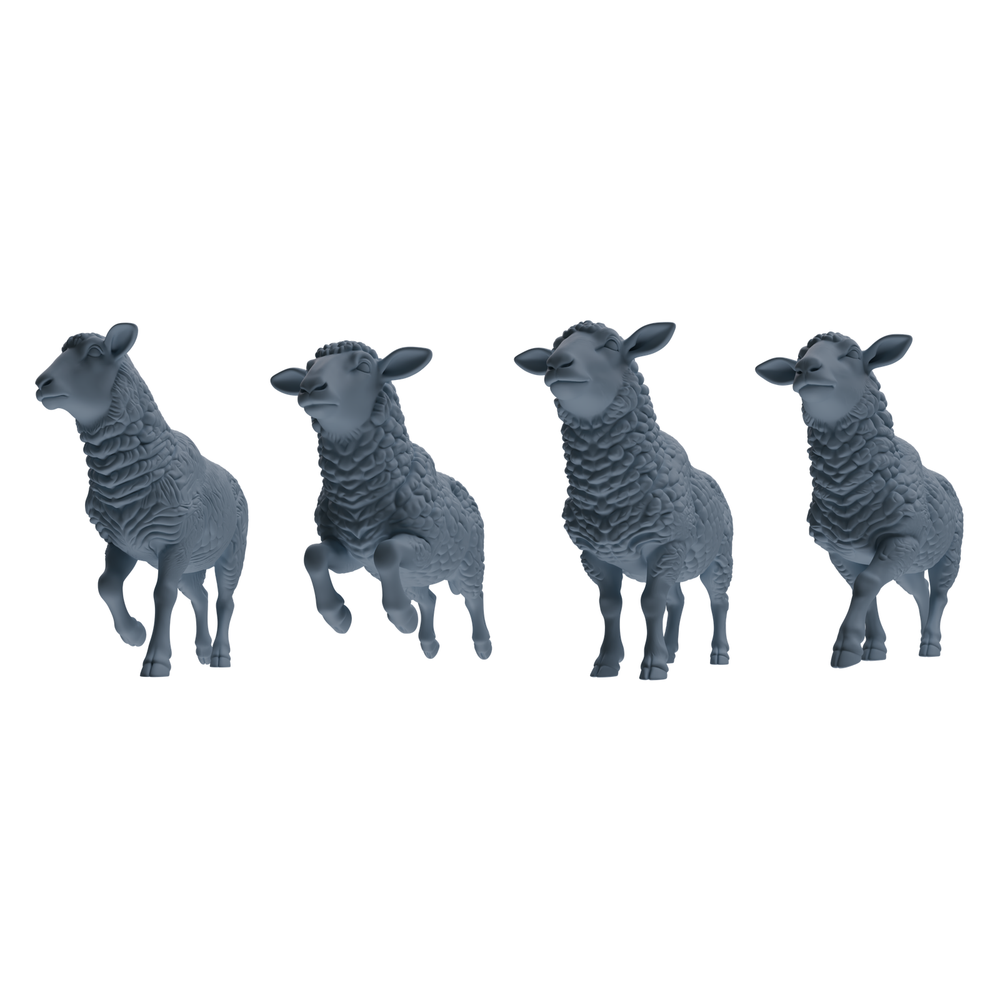 MRY-SFW LYTR845 Farm Sheep Pose Model 4 pcs Miniature Car Diorama Figures Scene Props Accessories Resin 3D Printed Resin Model Kit by SSMODEL