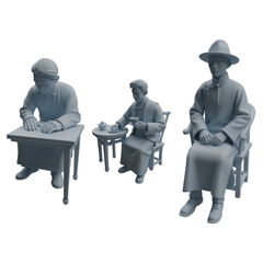 MRY-SFW LYTR980 Republic of China Scholar Tea Character Modern Model 3 pcs 3D Printed Resin Model Kit by SSMODEL