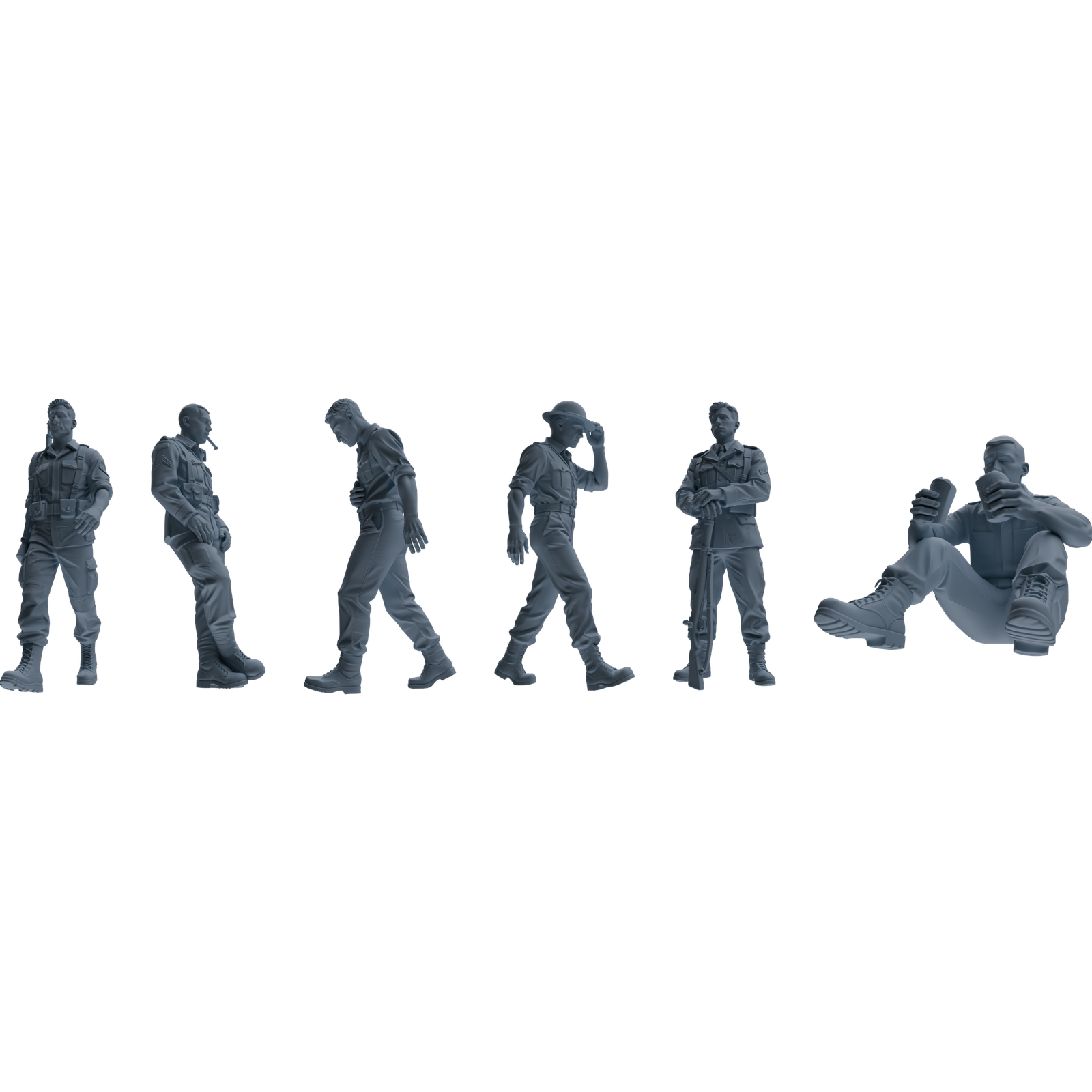 MRY-SFW SSTR178 Miniatures Soldier Model Kit Resting Soldier Pose Modern Model 6 pcs