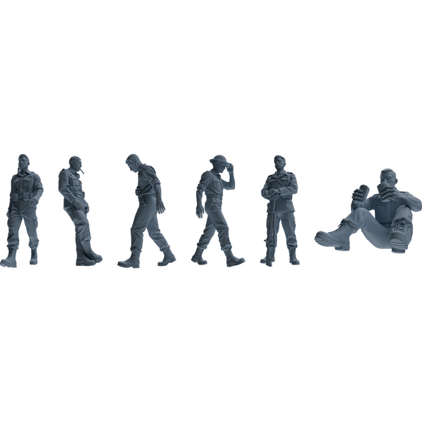 MRY-SFW SSTR178 Miniatures Soldier Model Kit Resting Soldier Pose Modern Model 6 pcs
