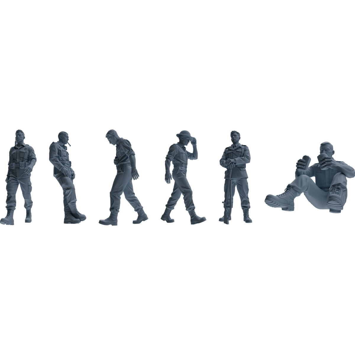 MRY-SFW SSTR178 Miniatures Soldier Model Kit Resting Soldier Pose Modern Model 6 pcs