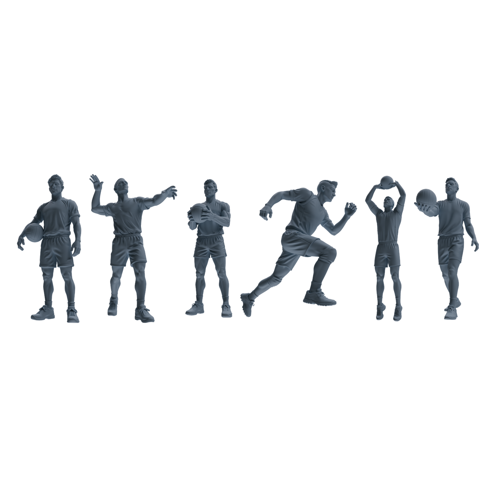 MRY-SFW LYTR824 Male Volleyball Player Figure Modern Model 6 pcs Miniature Car Diorama Figures Scene Props Accessories Resin 3D Printed Resin Model Kit by SSMODEL