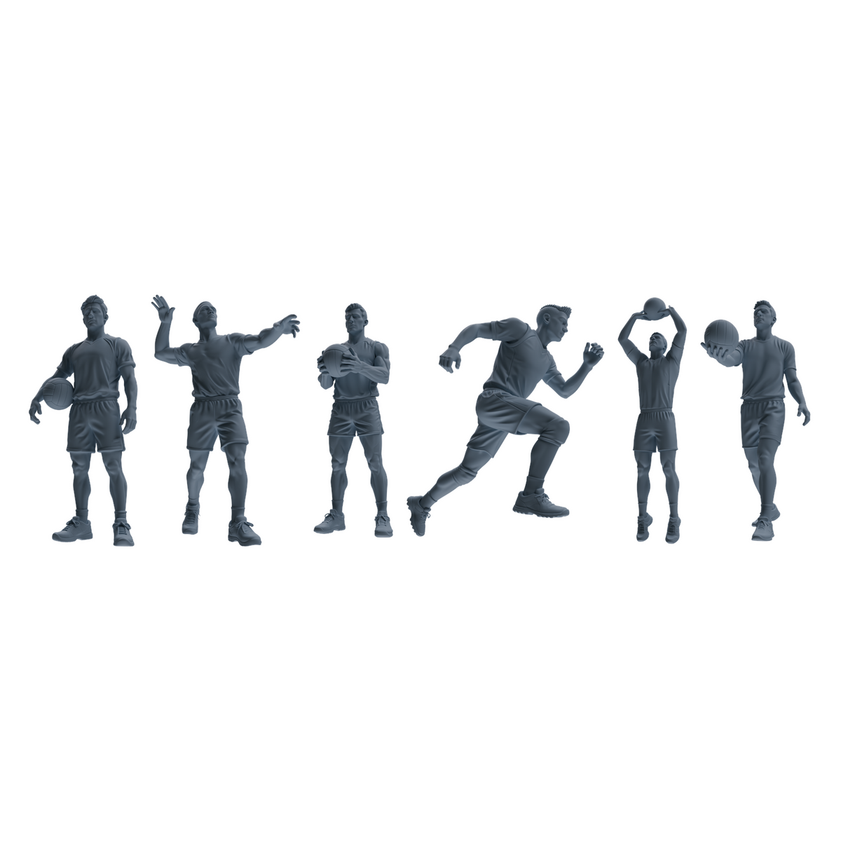 MRY-SFW LYTR824 Male Volleyball Player Figure Modern Model 6 pcs Miniature Car Diorama Figures Scene Props Accessories Resin 3D Printed Resin Model Kit by SSMODEL