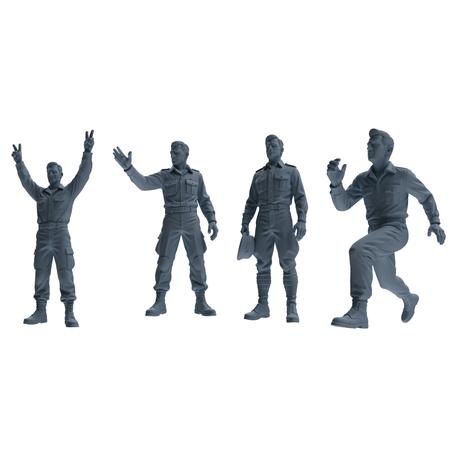 MRY-SFW SSTR187 Miniatures Soldier Model Kit Signal Command Soldier Pose Modern Model 4 pcs
