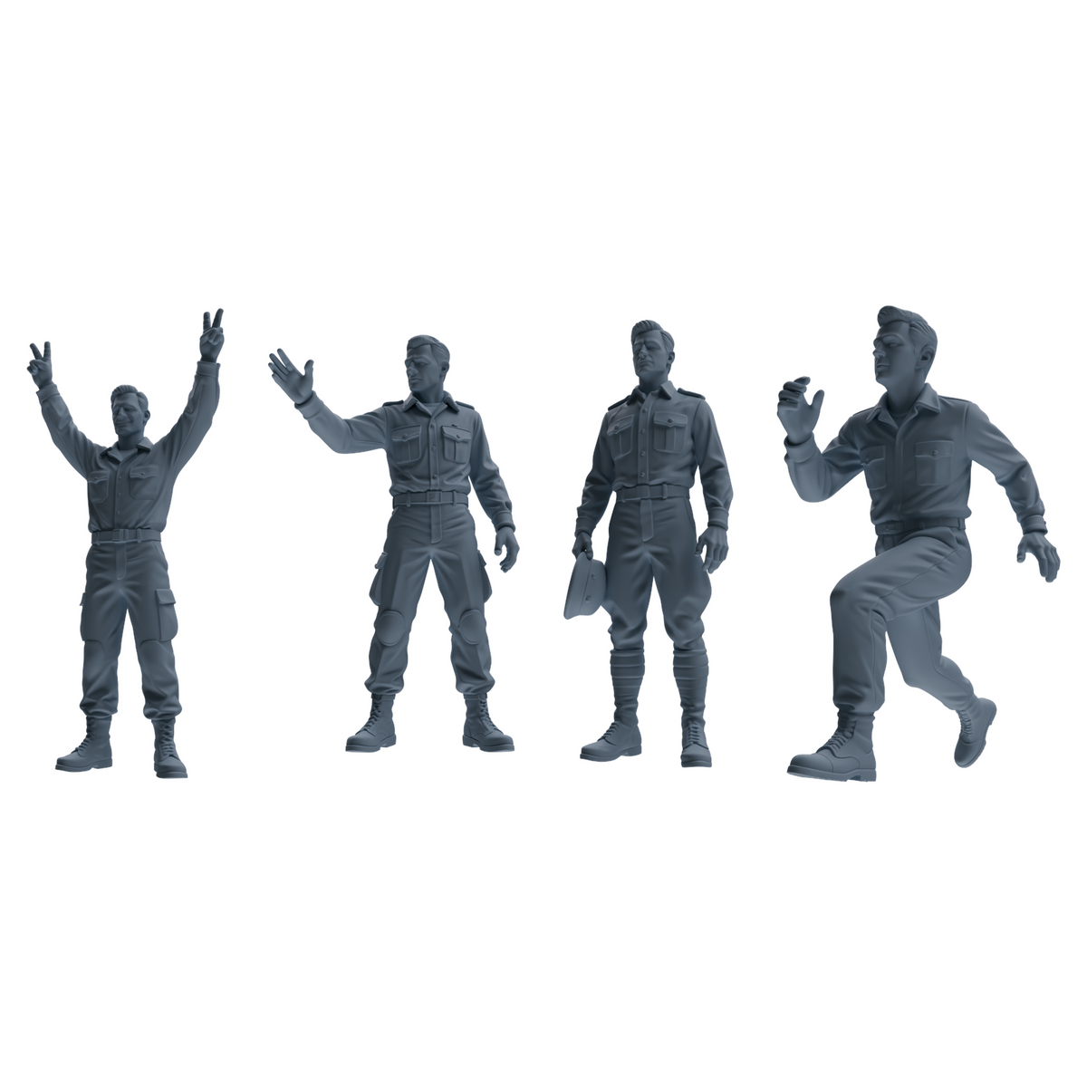 MRY-SFW SSTR187 Miniatures Soldier Model Kit Signal Command Soldier Pose Modern Model 4 pcs