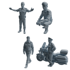 MRY-SFW LYTR958 Multi-Pose Male Traffic Police Officer Character Modern Model 4 pcs 3D Printed Resin Model Kit by SSMODEL