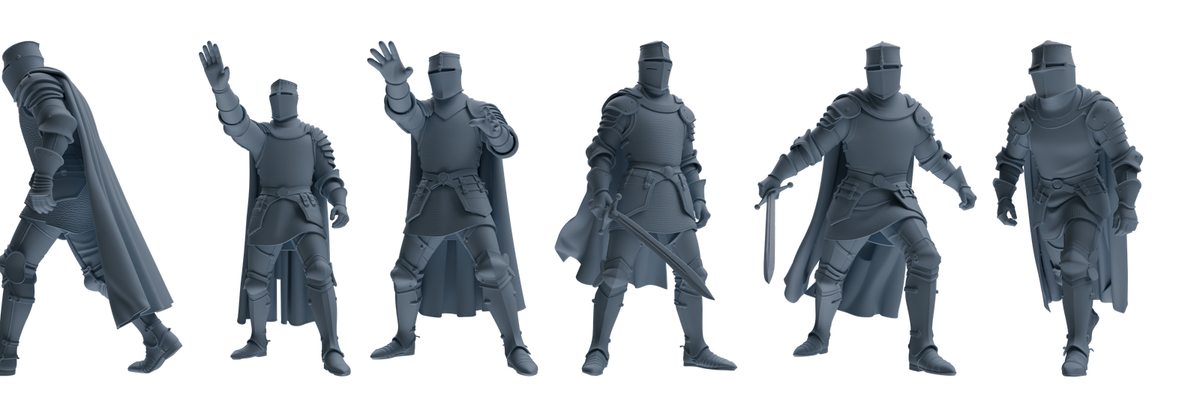 MRY-SFW SSTR092 Miniatures Soldier Model Kit Medieval Knight Six-Person Hunting Group