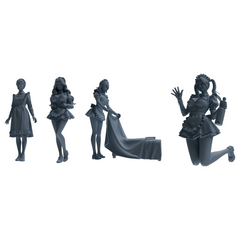 MRY-SFW LYTR875 Multi-scene Maid Girl Figure Modern Model 4 pcs 3D Printed Resin Model Kit by SSMODEL