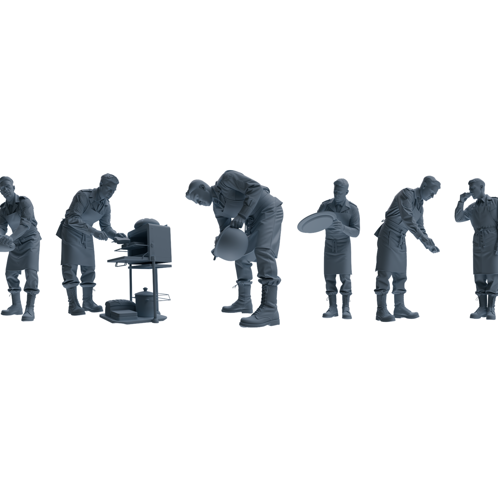 MRY-SFW LYGR597 Historical WWII U.S. Army Six-Person Cooking Group 3D Printed Resin Model Kit by SSMODEL