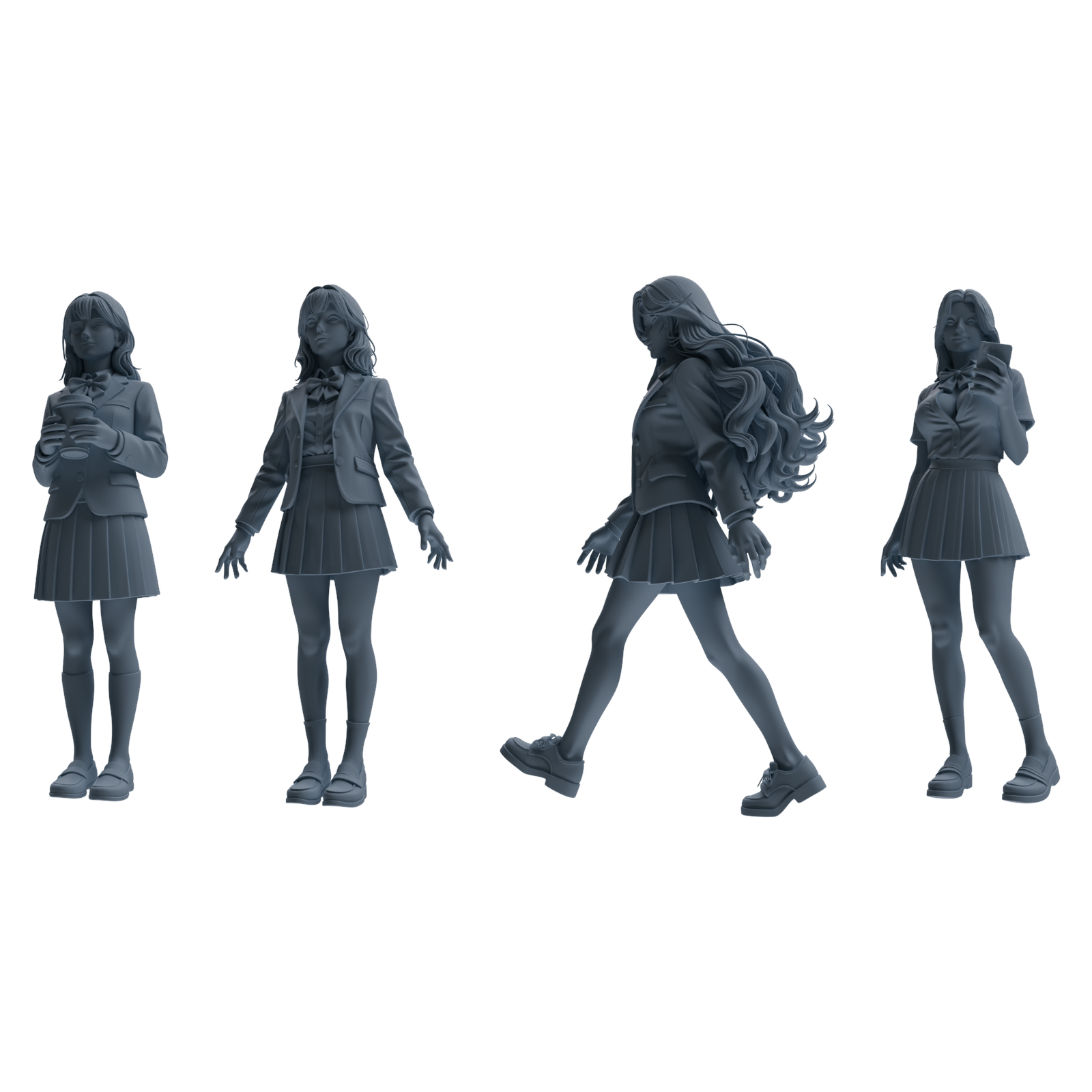 MRY-SFW LYTR850 Blazer JK Uniform School Girl Figure Modern Model 4 pcs Miniature Car Diorama Figures Scene Props Accessories Resin 3D Printed Resin Model Kit by SSMODEL