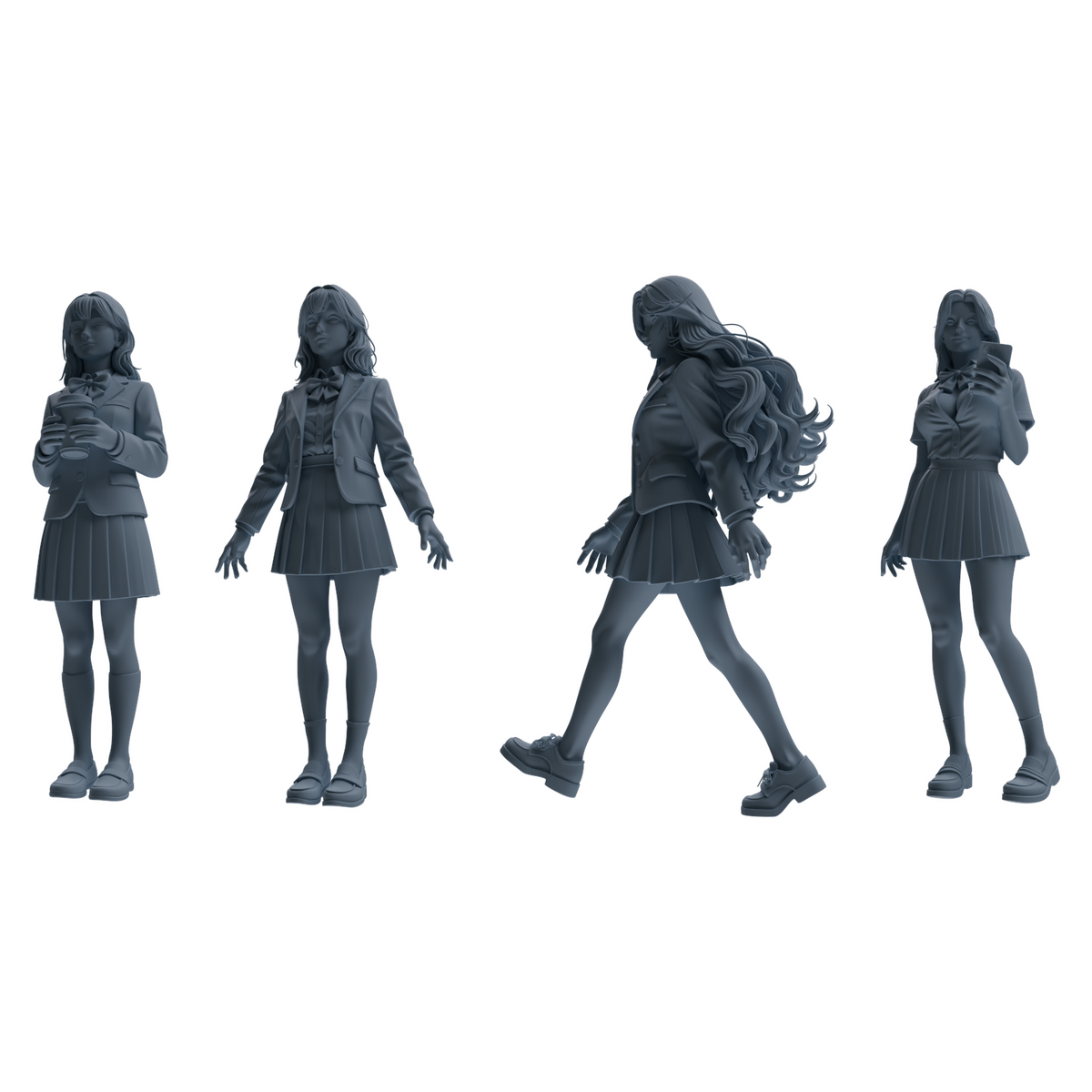 MRY-SFW LYTR850 Blazer JK Uniform School Girl Figure Modern Model 4 pcs Miniature Car Diorama Figures Scene Props Accessories Resin 3D Printed Resin Model Kit by SSMODEL