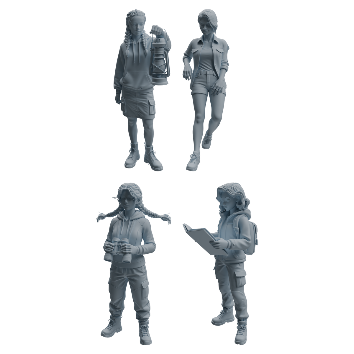 MRY-SFW LYTR1027 Outdoor Adventure Activity Female Character Modern Model 4 pcs 3D Printed Resin Model Kit by SSMODEL
