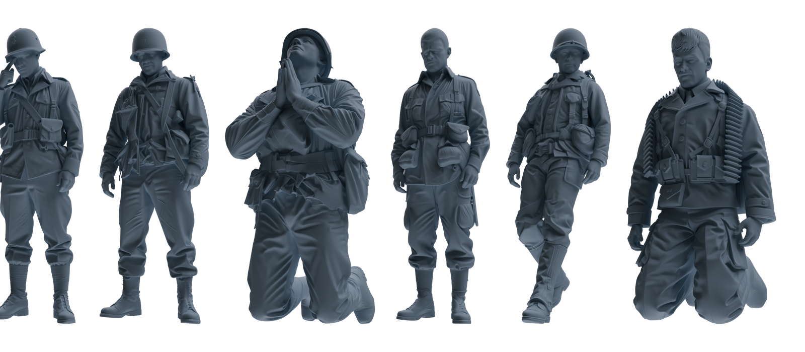 MRY-SFW SSTR071 Miniatures Soldier Model Kit Saving Ryan in Normandy WWII U.S. Army Six-Person Praying Group