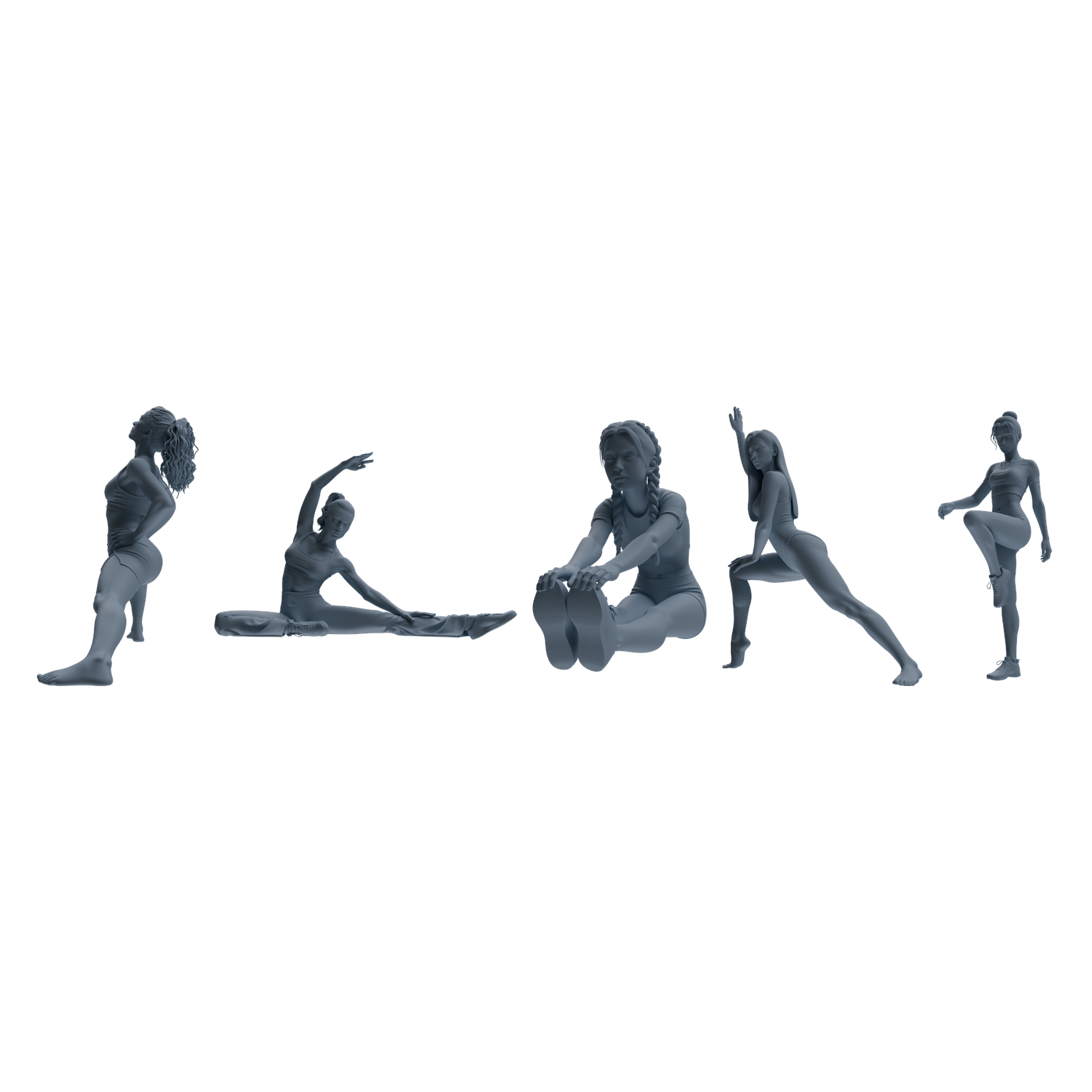 MRY-SFW LYTR810 Female Yoga Figure Modern Model 5 pcs Miniature Car Diorama Figures Scene Props Accessories Resin 3D Printed Resin Model Kit by SSMODEL
