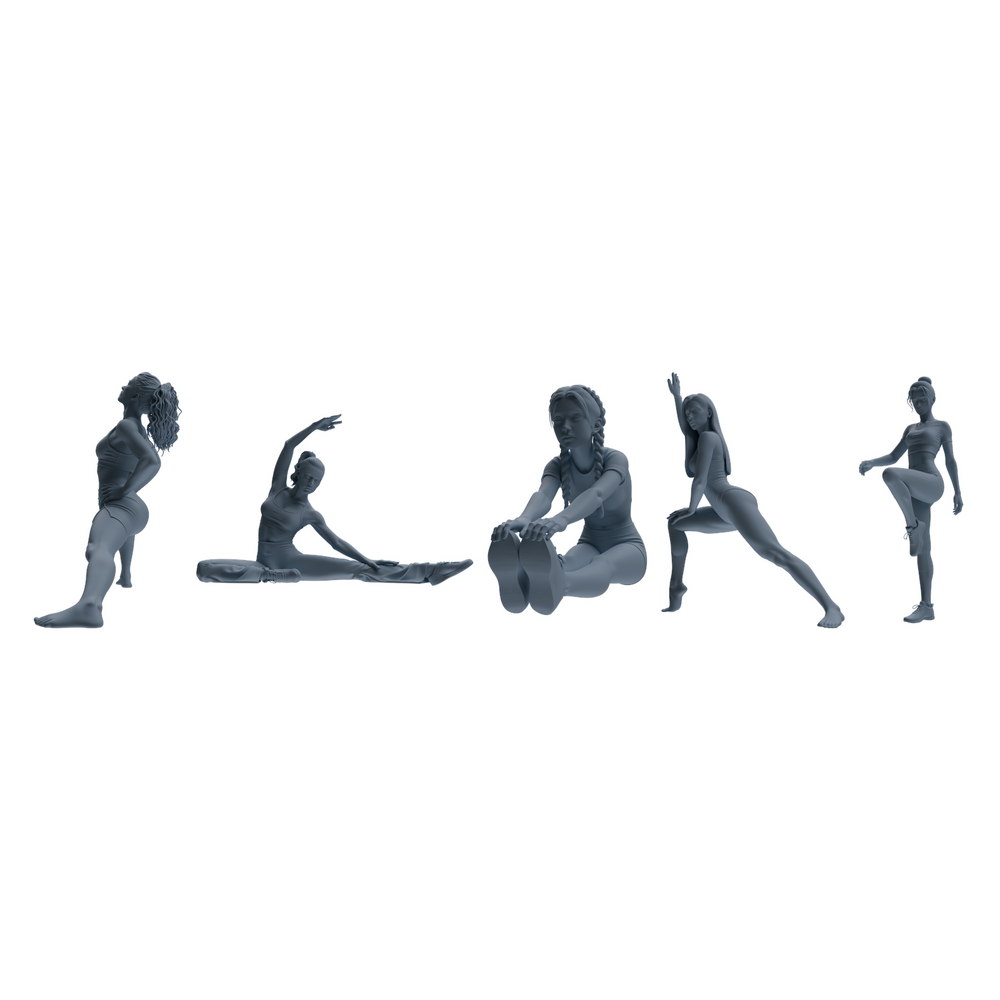 MRY-SFW LYTR810 Female Yoga Figure Modern Model 5 pcs Miniature Car Diorama Figures Scene Props Accessories Resin 3D Printed Resin Model Kit by SSMODEL