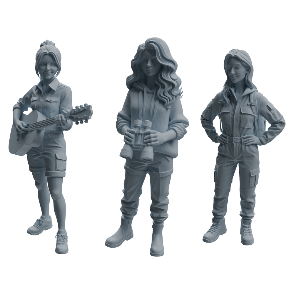 MRY-SFW LYTR1024 Outdoor Adventure Female Character Modern Model 3 pcs 3D Printed Resin Model Kit by SSMODEL