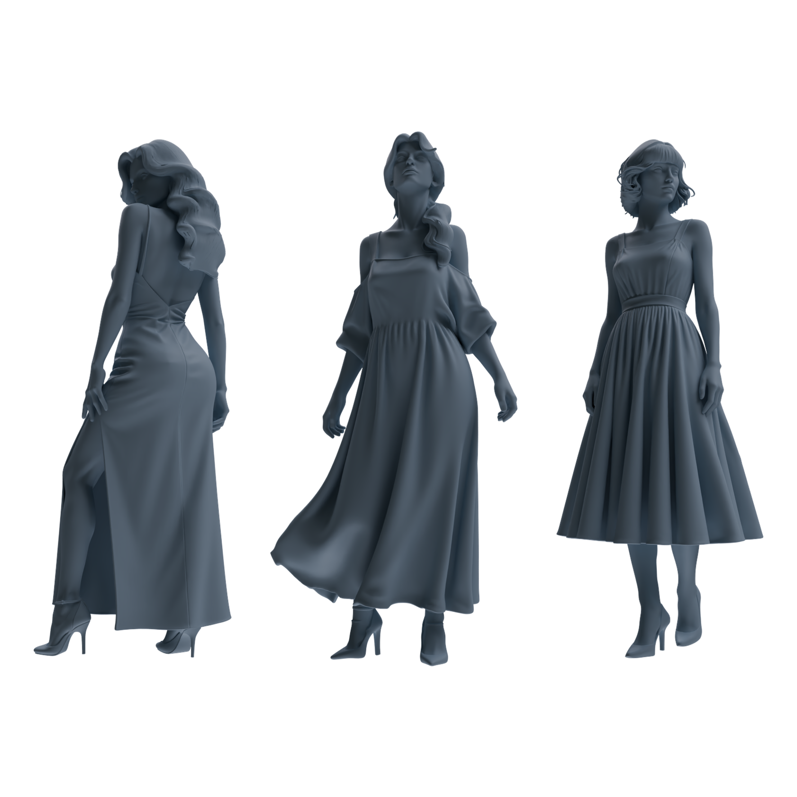 MRY-SFW LYTR857 Dress Woman Figure Modern Model 3 pcs Miniature Car Diorama Figures Scene Props Accessories Resin 3D Printed Resin Model Kit by SSMODEL