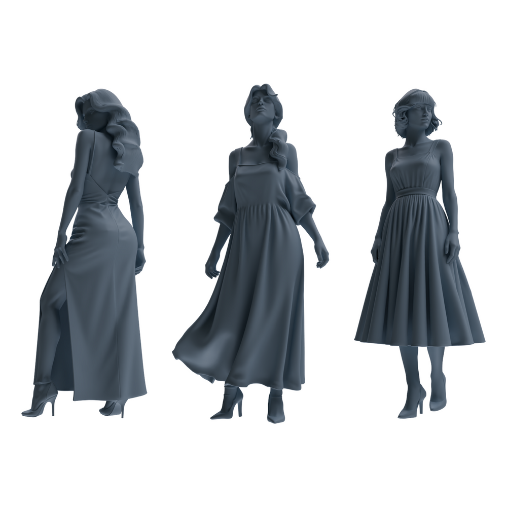 MRY-SFW LYTR857 Dress Woman Figure Modern Model 3 pcs Miniature Car Diorama Figures Scene Props Accessories Resin 3D Printed Resin Model Kit by SSMODEL