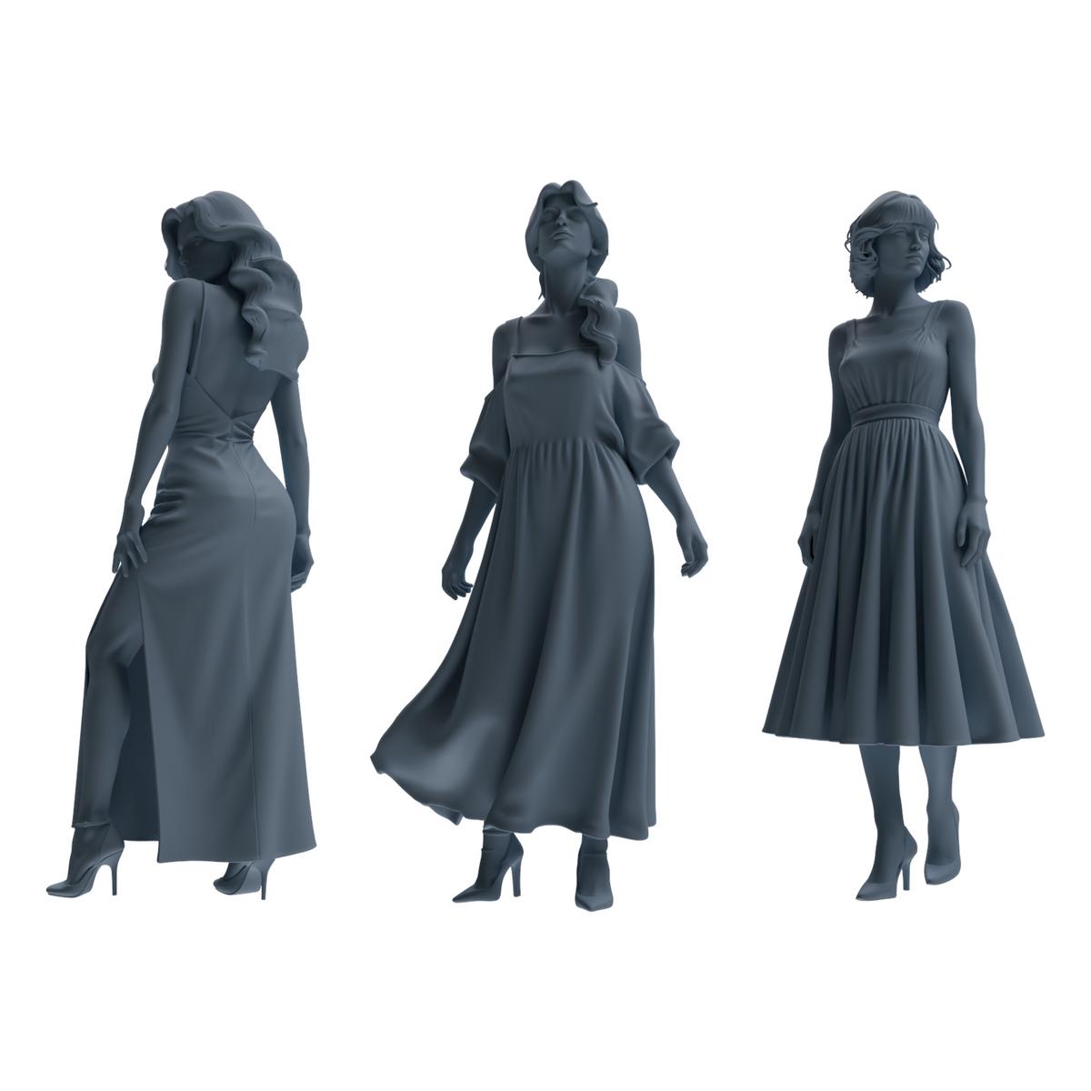MRY-SFW LYTR857 Dress Woman Figure Modern Model 3 pcs Miniature Car Diorama Figures Scene Props Accessories Resin 3D Printed Resin Model Kit by SSMODEL