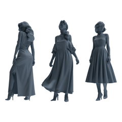 MRY-SFW LYTR857 Dress Woman Figure Modern Model 3 pcs Miniature Car Diorama Figures Scene Props Accessories Resin 3D Printed Resin Model Kit by SSMODEL
