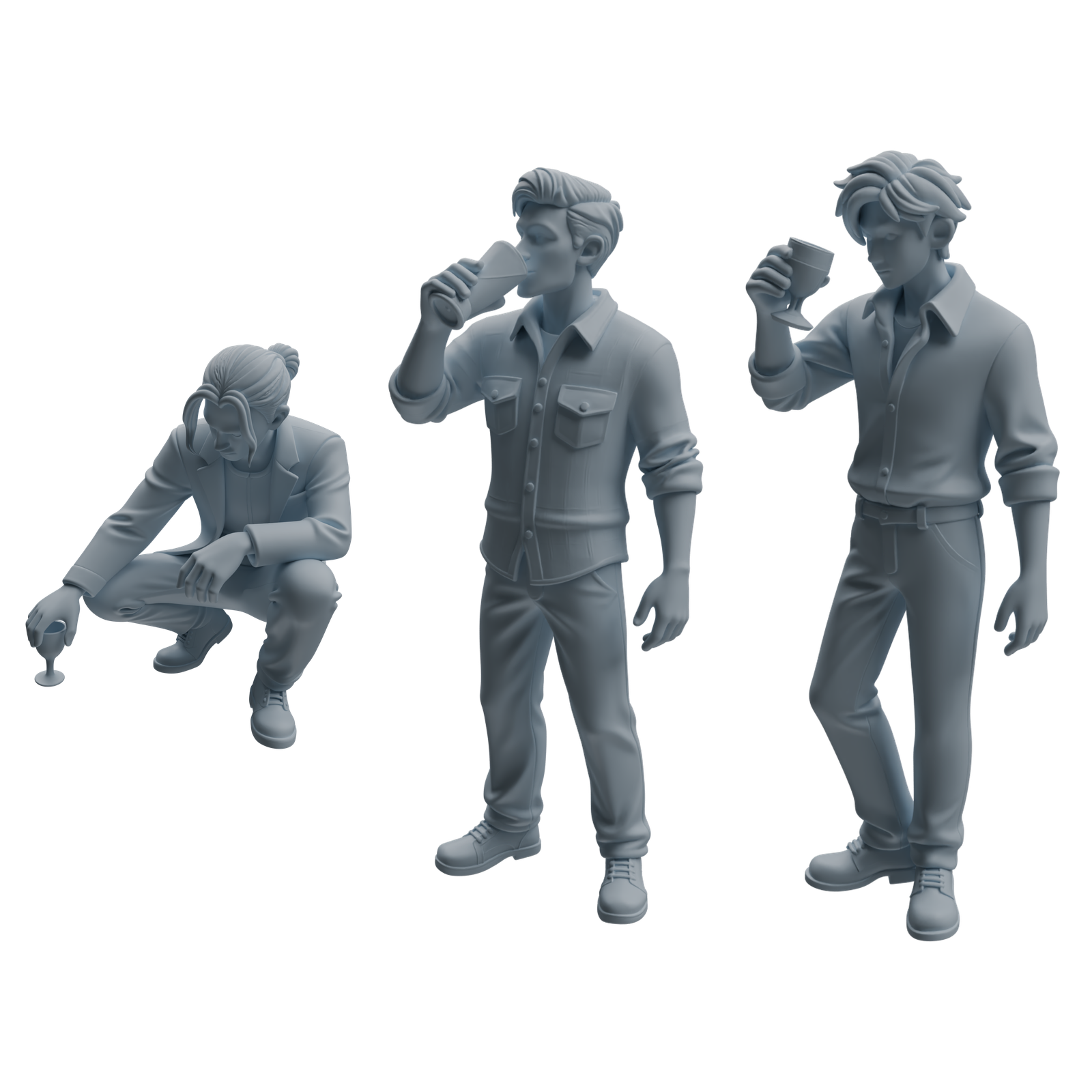 MRY-SFW LYTR937 Bar Guest Man Character Modern Model 3 pcs 3D Printed Resin Model Kit by SSMODEL