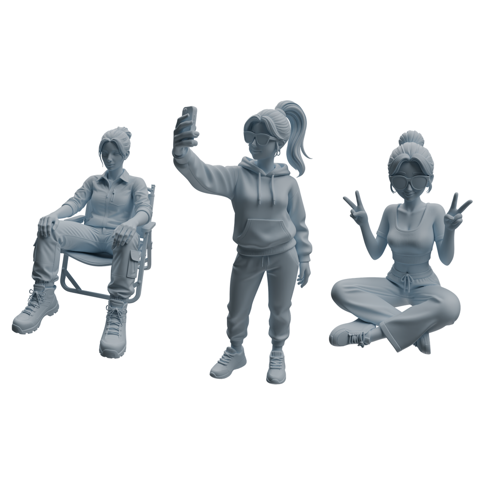 MRY-SFW LYTR1025 Outdoor Selfie Casual Female Character Modern Model 3 pcs 3D Printed Resin Model Kit by SSMODEL
