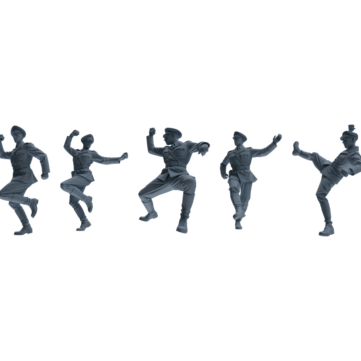MRY-SFW LYGR586 WWII French Army Five-Person Dancing Group 3D Printed Resin Model Kit by SSMODEL