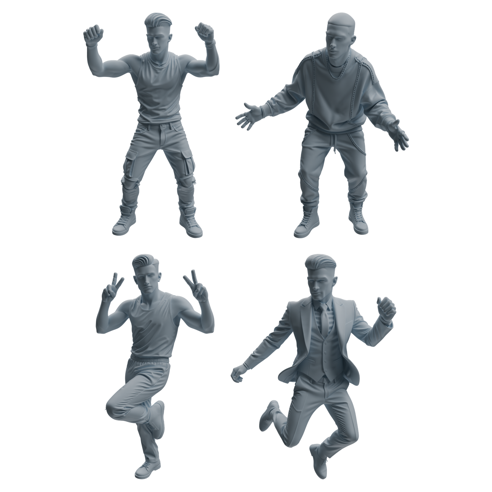 MRY-SFW LYTR926 Nightclub Style Man Character Modern Model 4 pcs 3D Printed Resin Model Kit by SSMODEL
