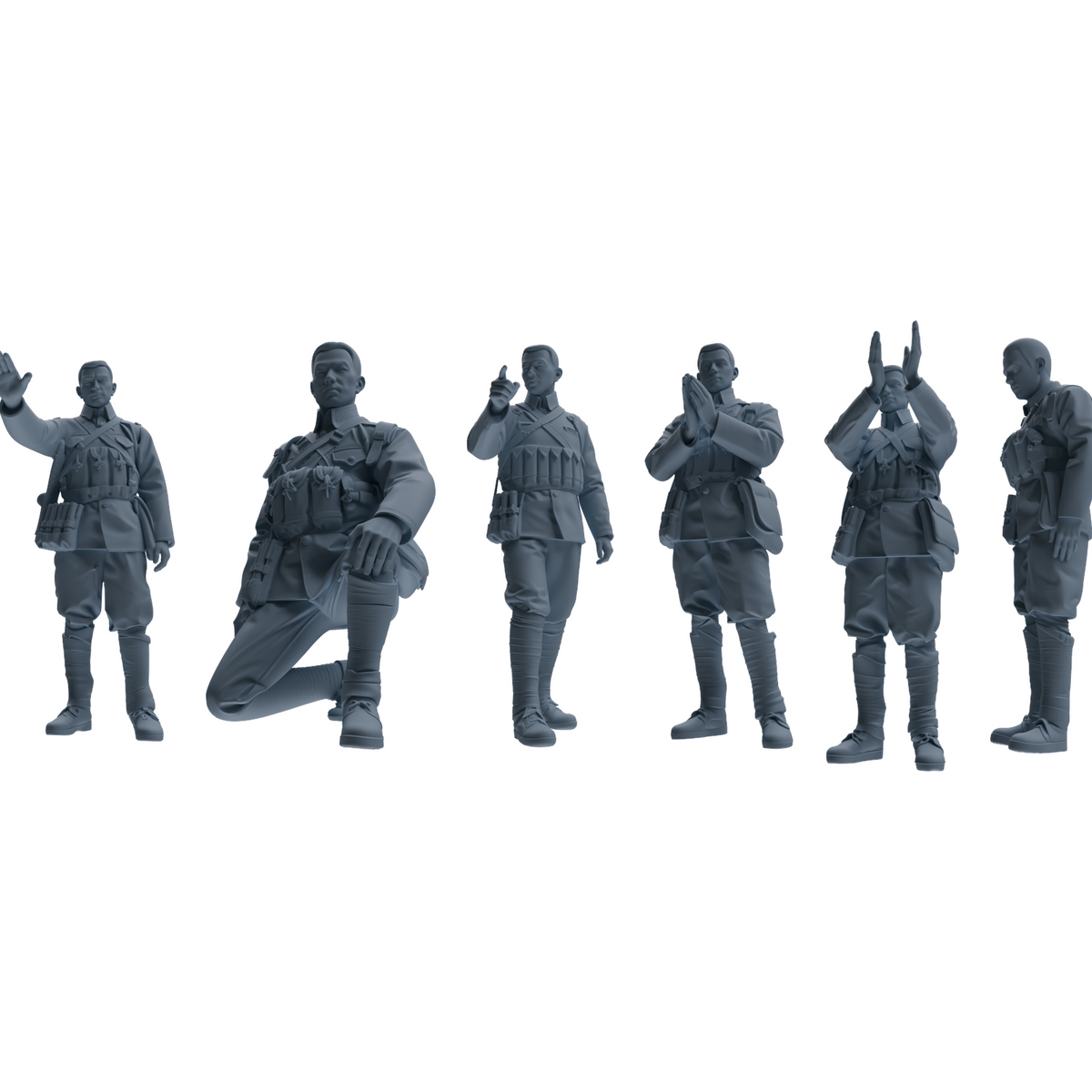 MRY-SFW LYGR610 Historical People's Liberation Army Six-Person Command Group 3D Printed Resin Model Kit by SSMODEL