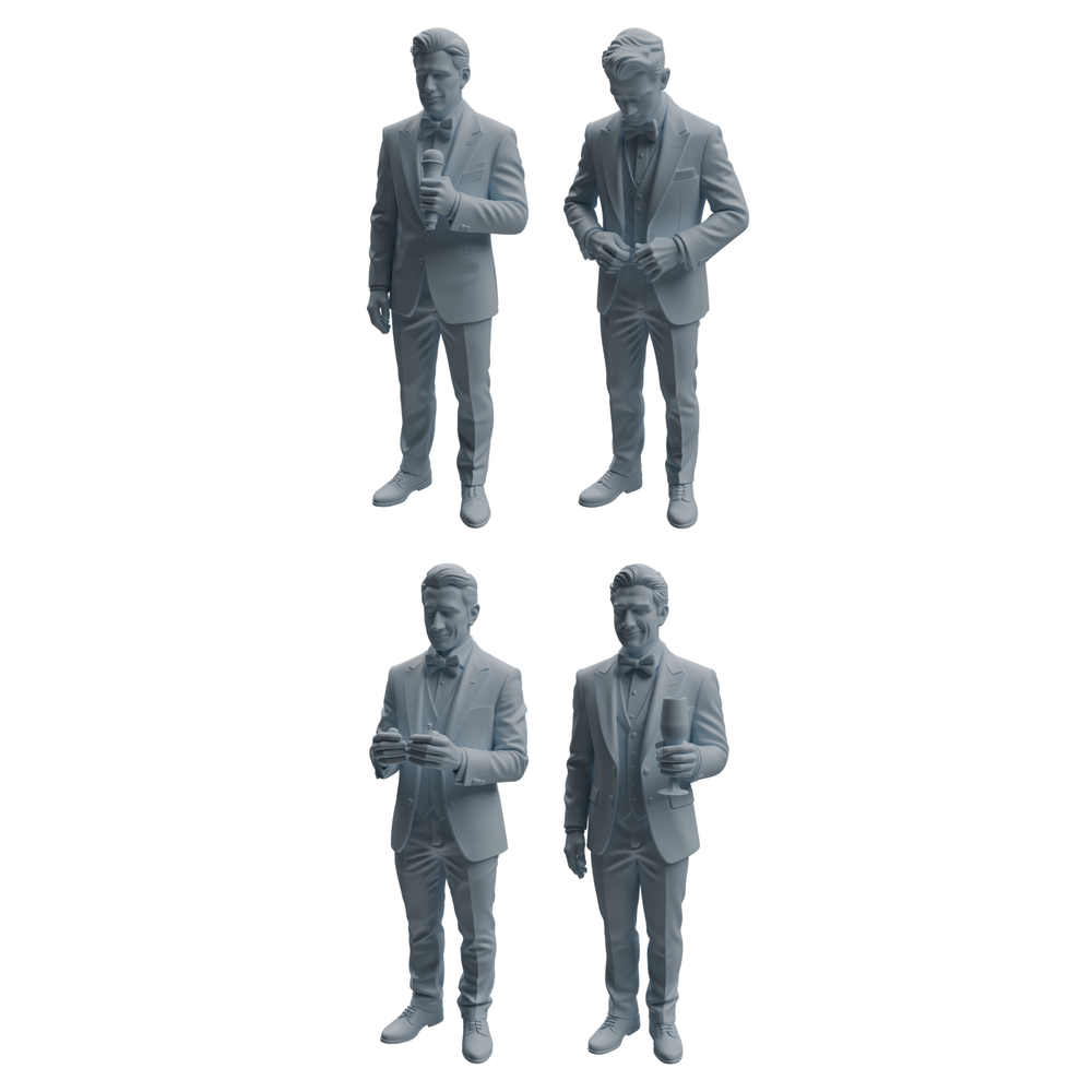 MRY-SFW LYTR945 Banquet Host Man Character Modern Model 4 pcs 3D Printed Resin Model Kit by SSMODEL
