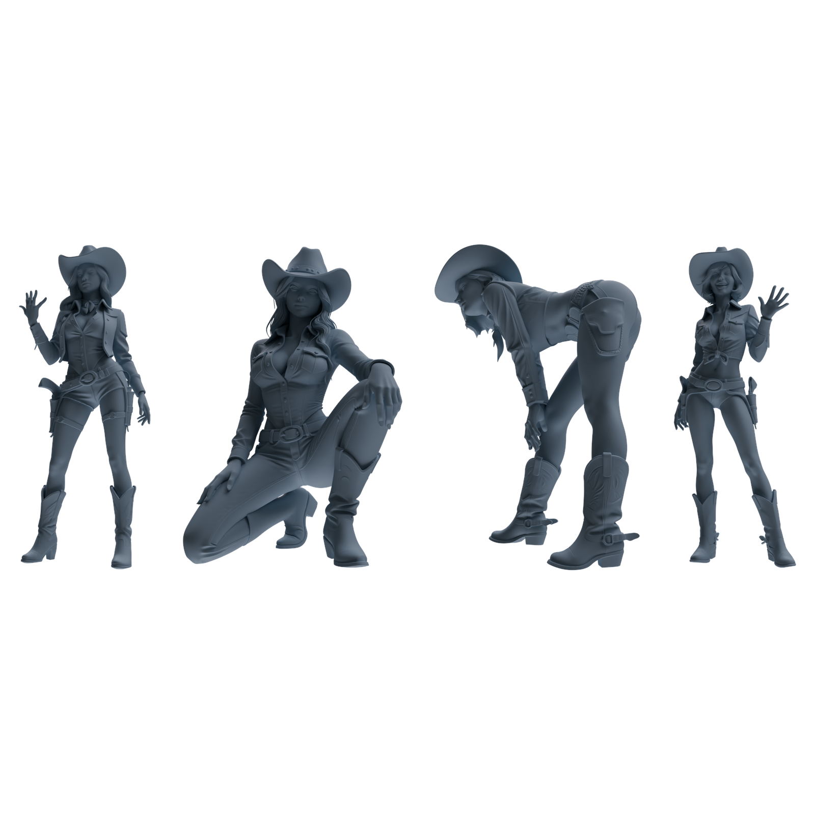 MRY-SFW LYTR891 Western Cowgirl Modern Model 4 pcs 3D Printed Resin Model Kit by SSMODEL