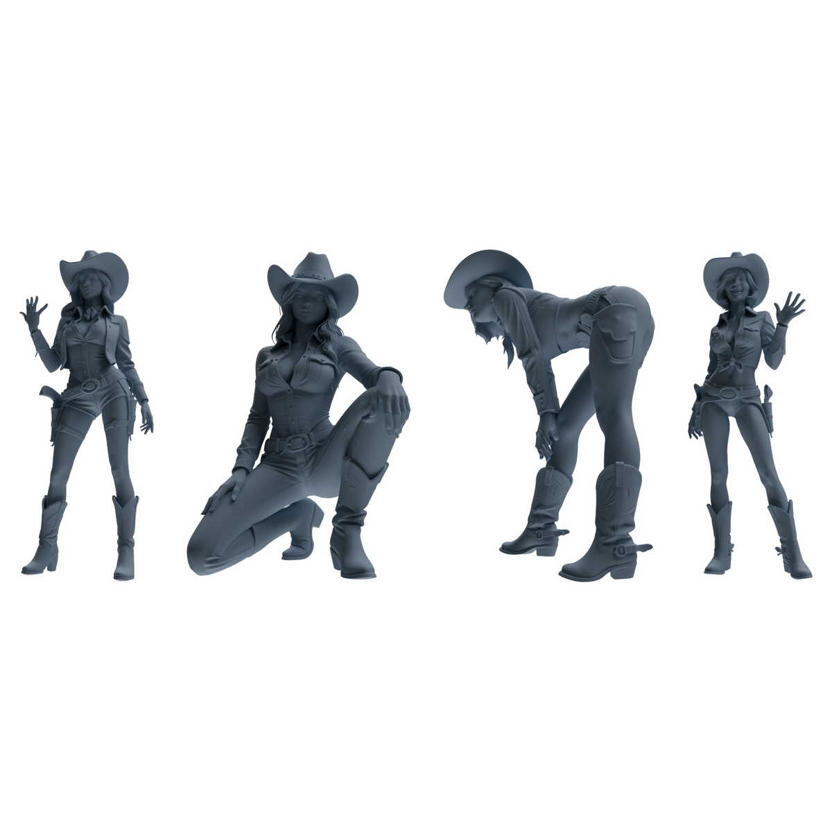 MRY-SFW LYTR891 Western Cowgirl Modern Model 4 pcs 3D Printed Resin Model Kit by SSMODEL