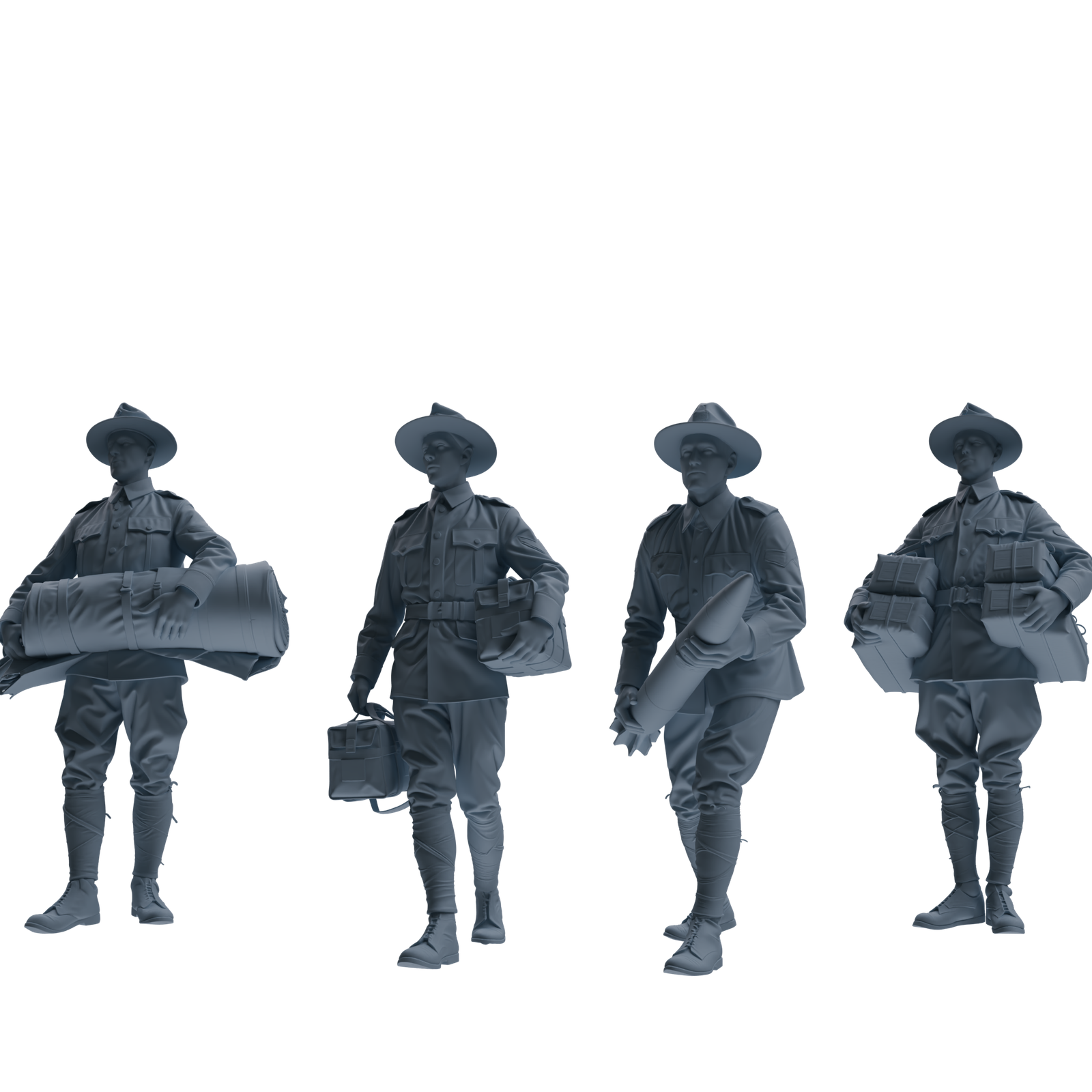 MRY-SFW SSTR264 WWI U.S. Army Logistics Soldier Logistics Four-Person Group