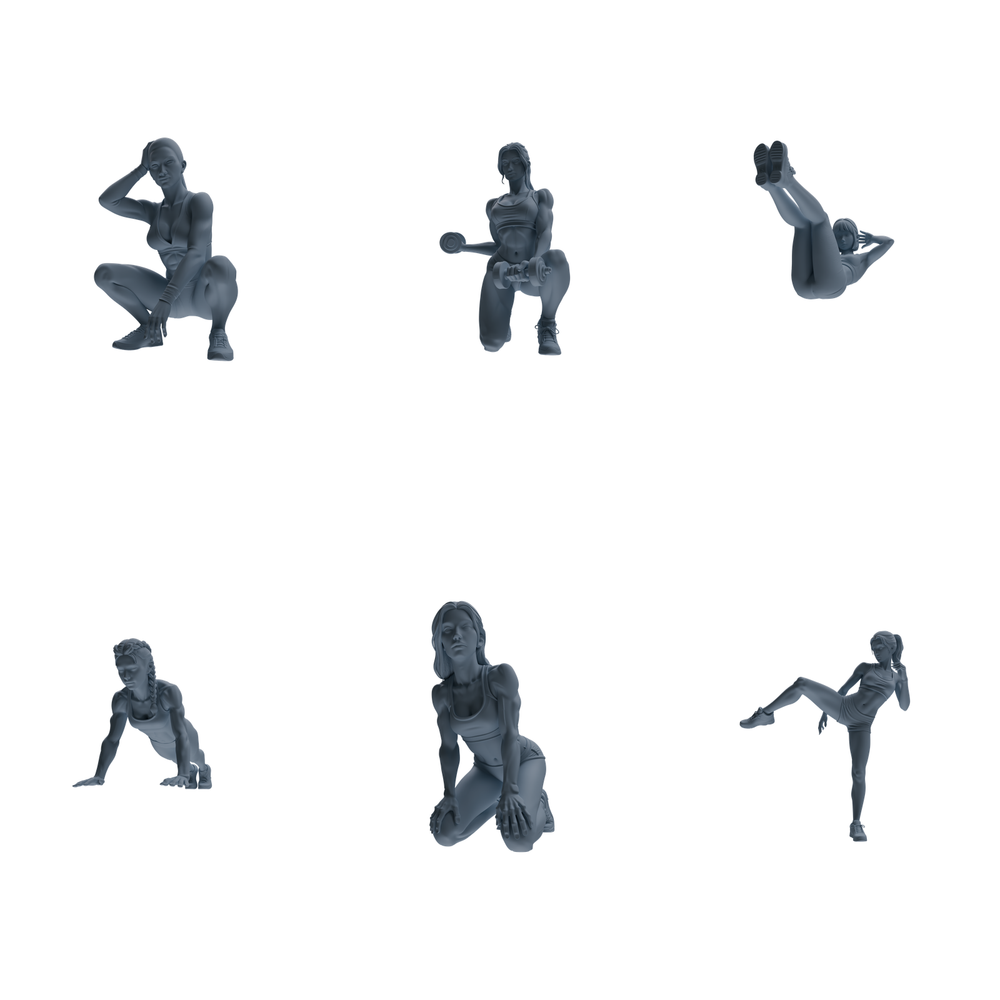 MRY-SFW LYTR834 Multi-action Fitness Female Figure Modern Model 6 pcs Miniature Car Diorama Figures Scene Props Accessories Resin 3D Printed Resin Model Kit by SSMODEL