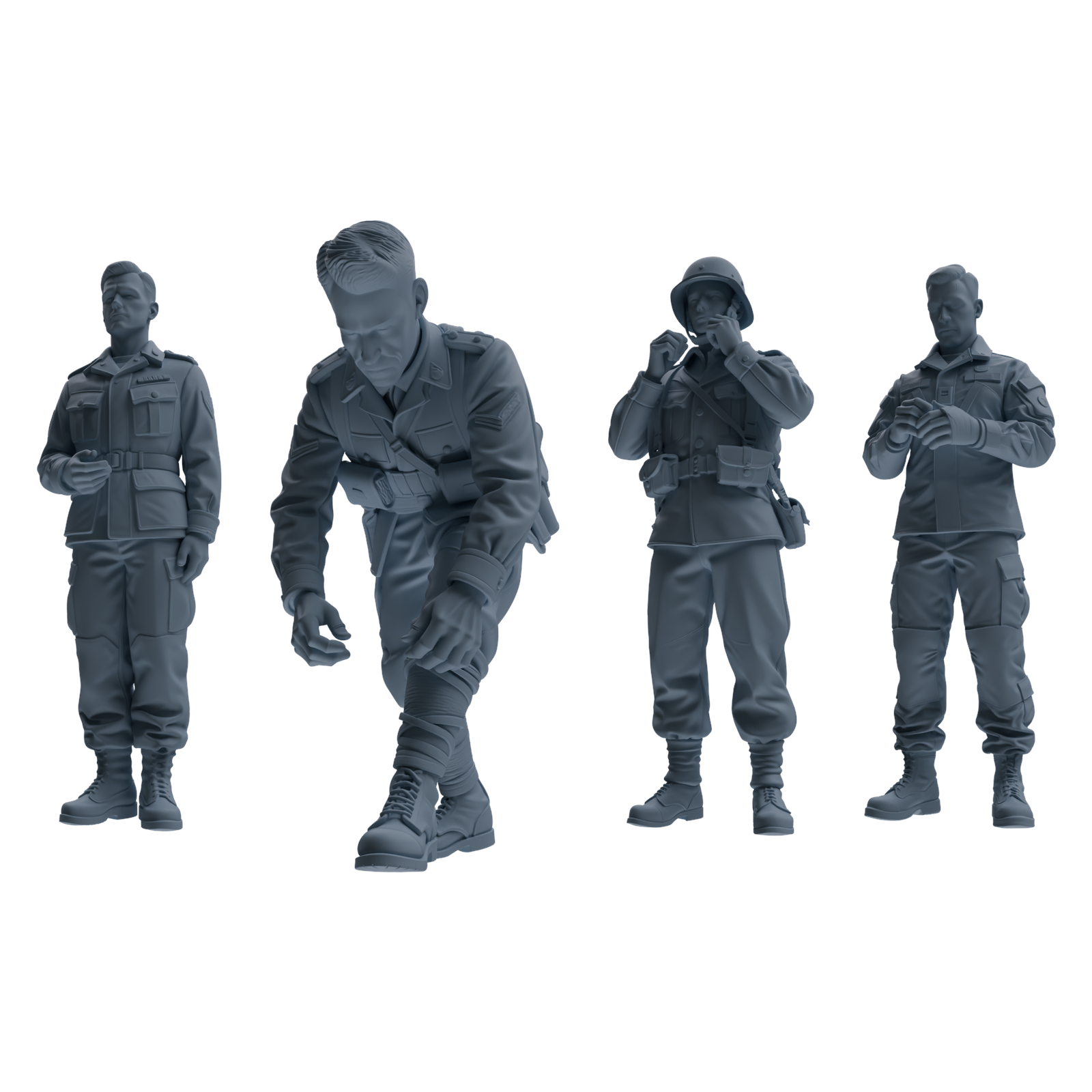 MRY-SFW SSTR210 Miniatures Soldier Model Kit WWII Soldier Organizing Gear Pose Modern Model 4 pcs
