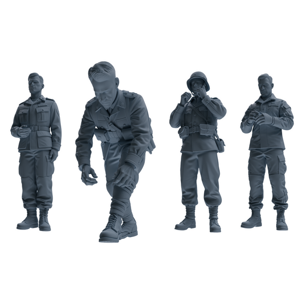 MRY-SFW SSTR210 Miniatures Soldier Model Kit WWII Soldier Organizing Gear Pose Modern Model 4 pcs