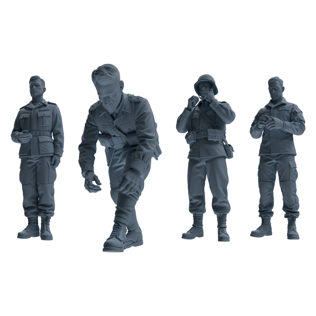 MRY-SFW SSTR210 Miniatures Soldier Model Kit WWII Soldier Organizing Gear Pose Modern Model 4 pcs