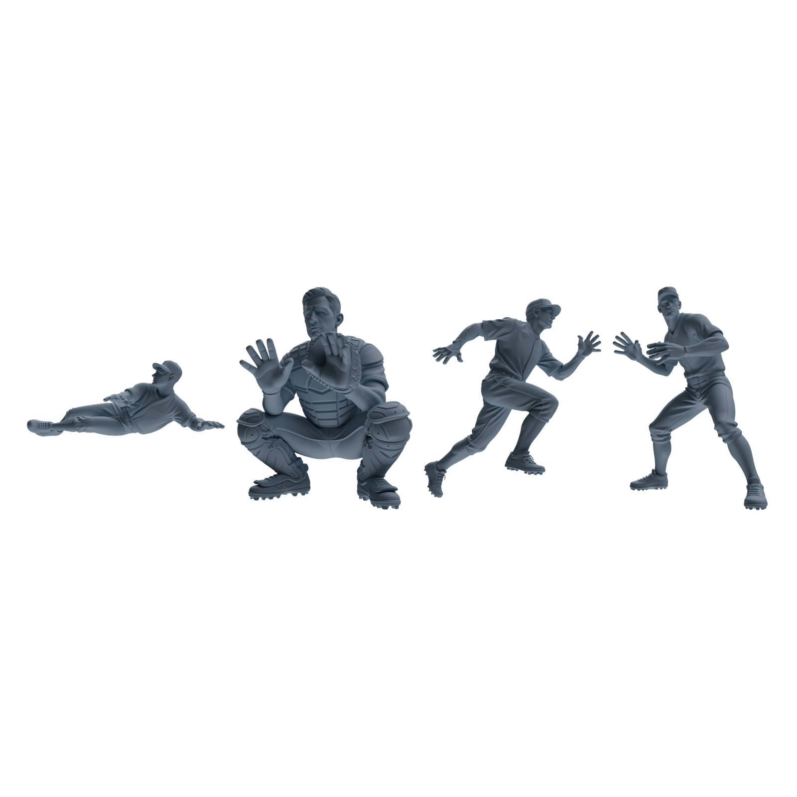 MRY-SFW LYTR802 Baseball Player Figure Modern Model 4 pcs Miniature Car Diorama Figures Scene Props Accessories Resin 3D Printed Resin Model Kit by SSMODEL