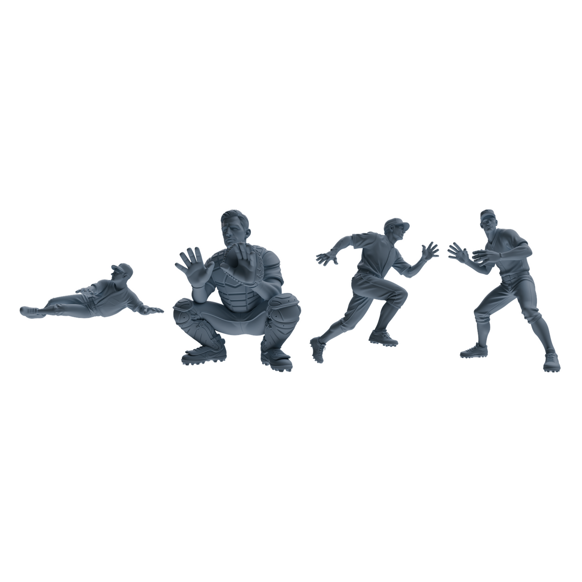 MRY-SFW LYTR802 Baseball Player Figure Modern Model 4 pcs Miniature Car Diorama Figures Scene Props Accessories Resin 3D Printed Resin Model Kit by SSMODEL