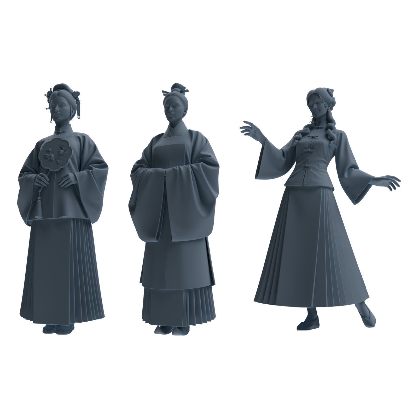 MRY-SFW LYTR859 Ming Dynasty Clothing Woman Figure Modern Model 3 pcs Miniature Car Diorama Figures Scene Props Accessories Resin 3D Printed Resin Model Kit by SSMODEL