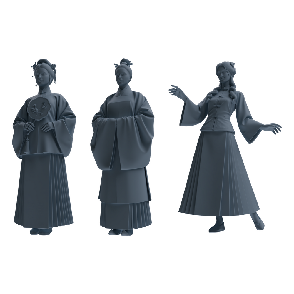 MRY-SFW LYTR859 Ming Dynasty Clothing Woman Figure Modern Model 3 pcs Miniature Car Diorama Figures Scene Props Accessories Resin 3D Printed Resin Model Kit by SSMODEL